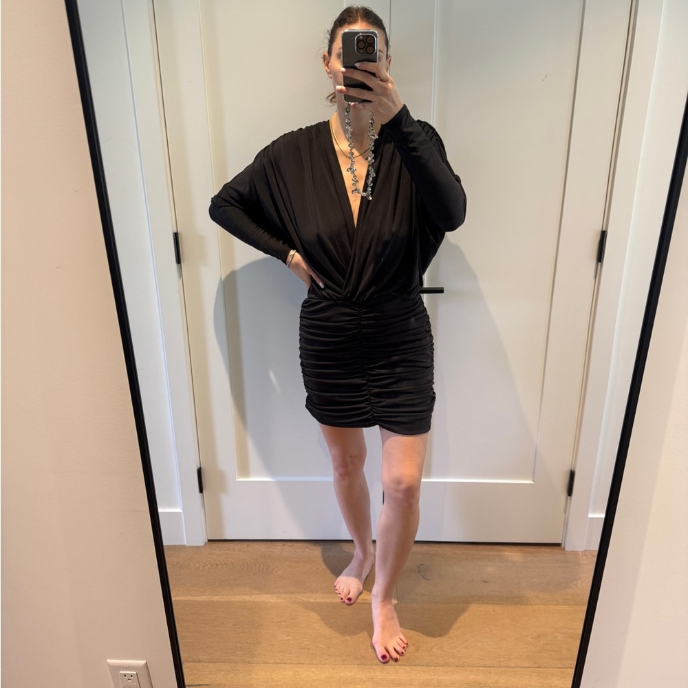 Elegant Black Ruched Dress